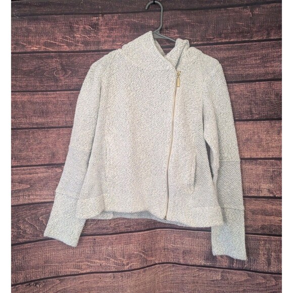 Lucky Brand ZIp Up hoodie with side pockets size Jrs. Large Thick knobby knit - Picture 1 of 7